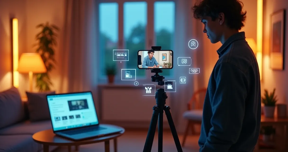 Criador de vídeos grava conteúdo curto com interface de IA projetada ao redor do celular