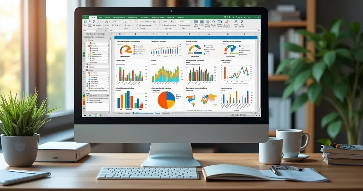 Dashboard de Excel com gráficos e widgets interativos 