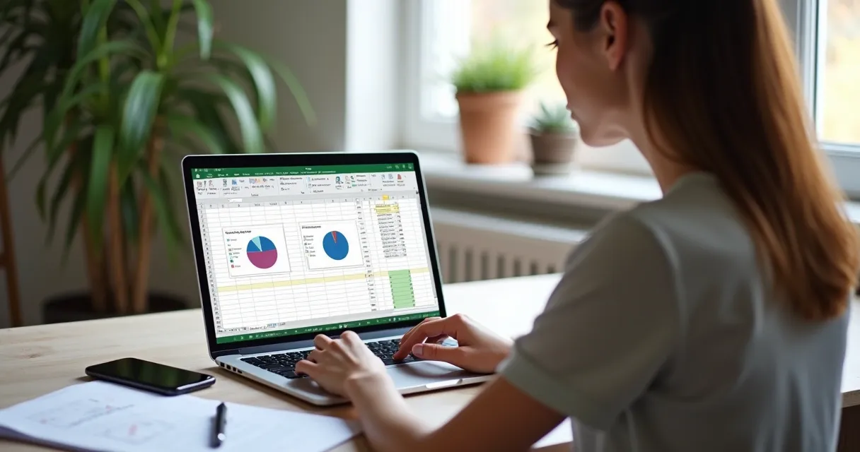 Pessoa usando IA no computador ao criar planilha Excel 