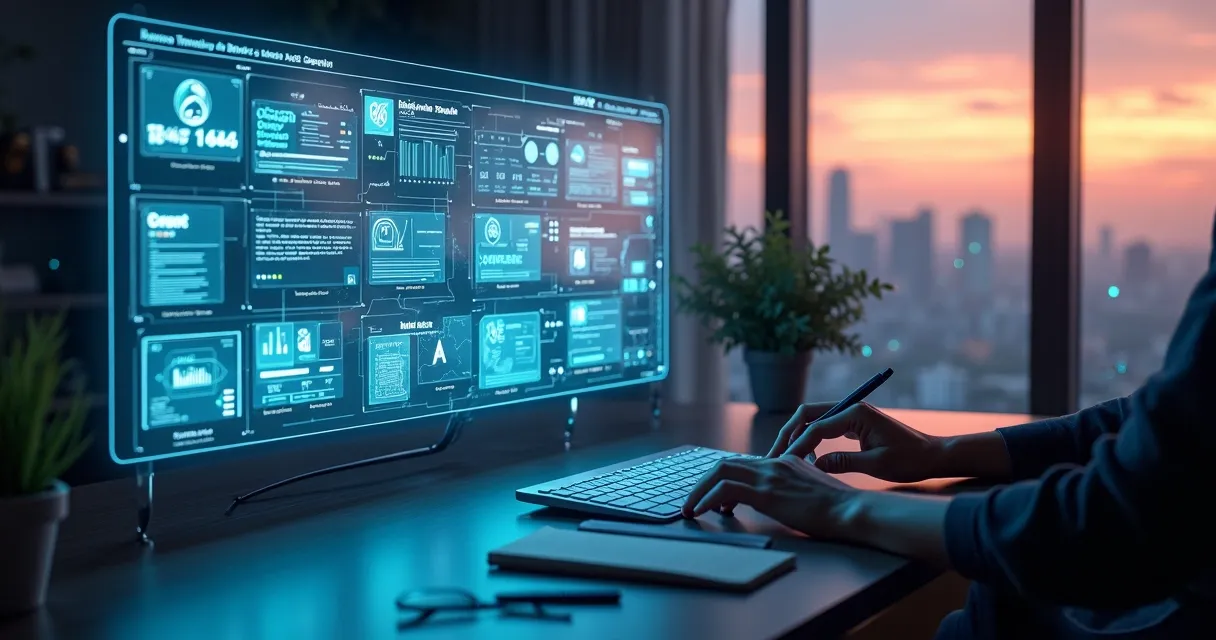 Painel digital exibindo mercado de prompts de IA em 2026